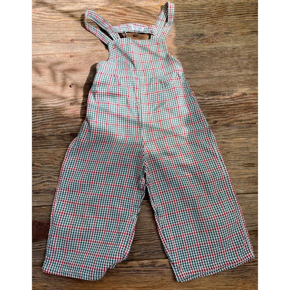 Vintage 1950s Toddler Gingham check Cotton Overalls Sears 2/3T? - Picture 1 of 13